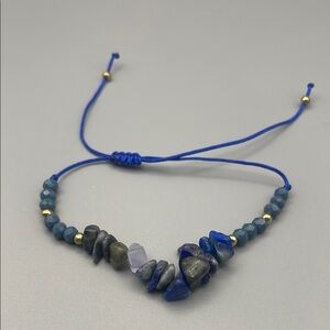 Blue Beaded gemstones, Adjustable Bracelet